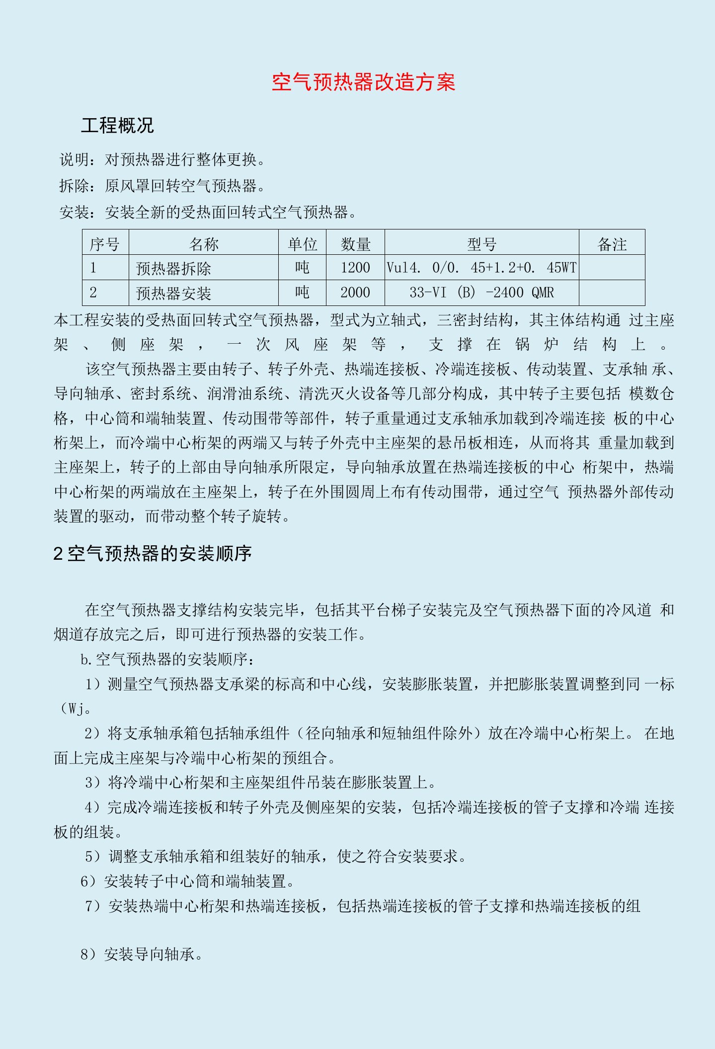 空气预热器改造方案