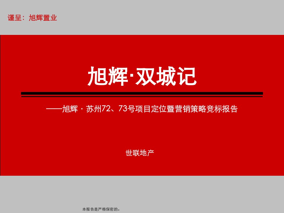 [精选]世联_苏州旭辉地块项目定位暨营销策略竞标报告_133PPT_XXXX