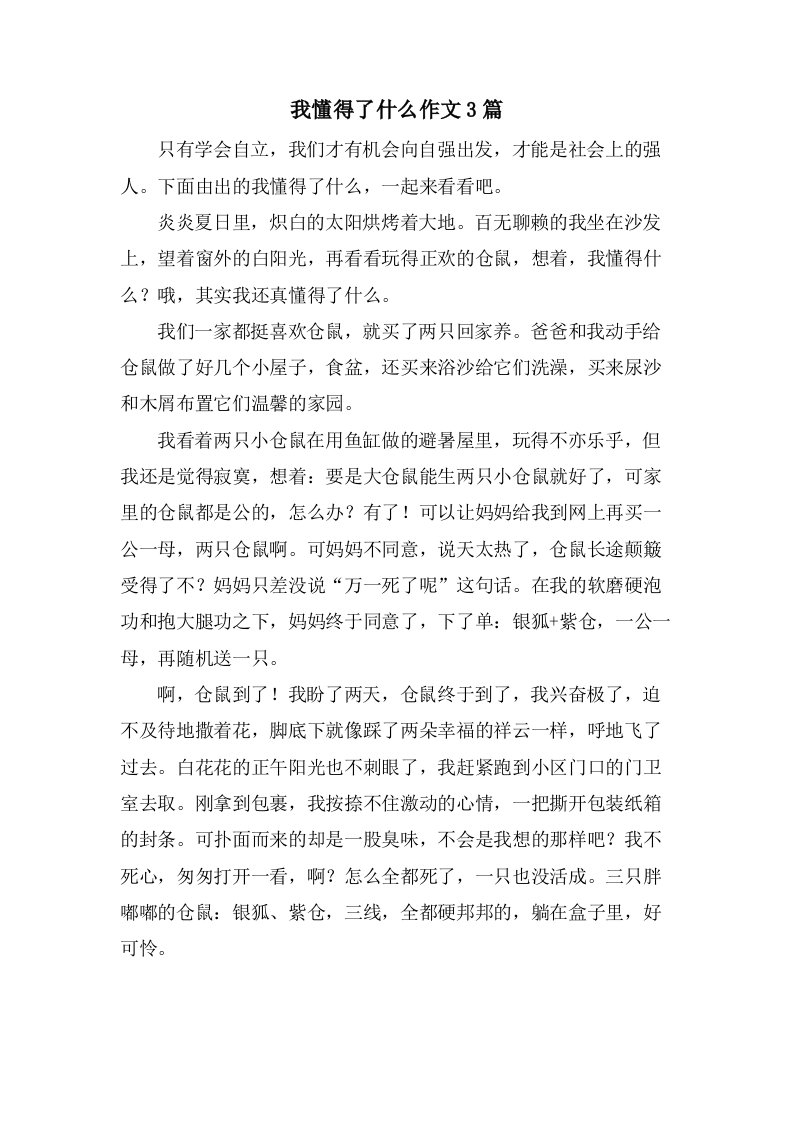 我懂得了什么作文3篇