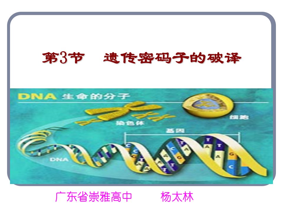 高一生物遗传密码子的破译