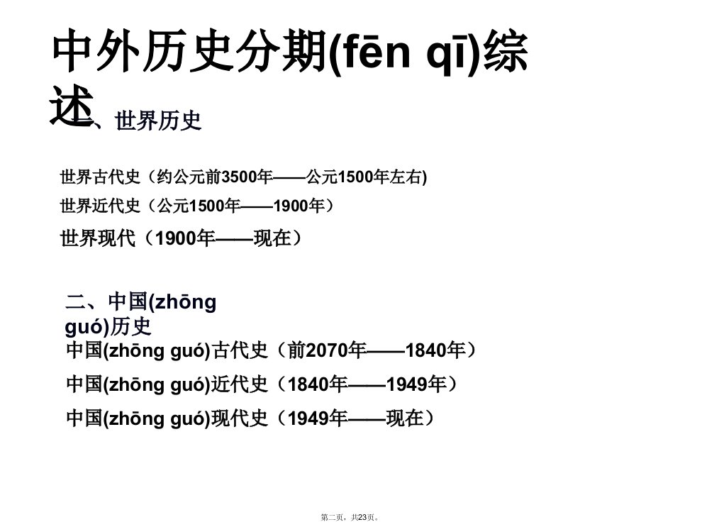 中外历史分期及阶段特征备课讲稿