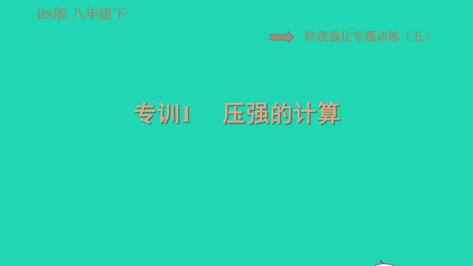 2022八年级物理下册第八章压强和浮力阶段强化专题训练五专训1压强的计算习题课件新版北师大版