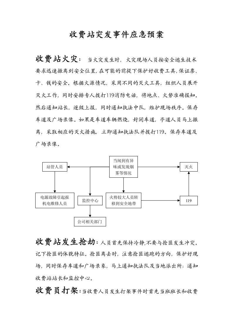 收费站突发事件应急预案