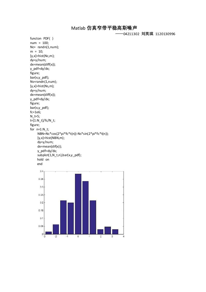 Matlab仿真窄带平稳高斯噪声张嘉豪