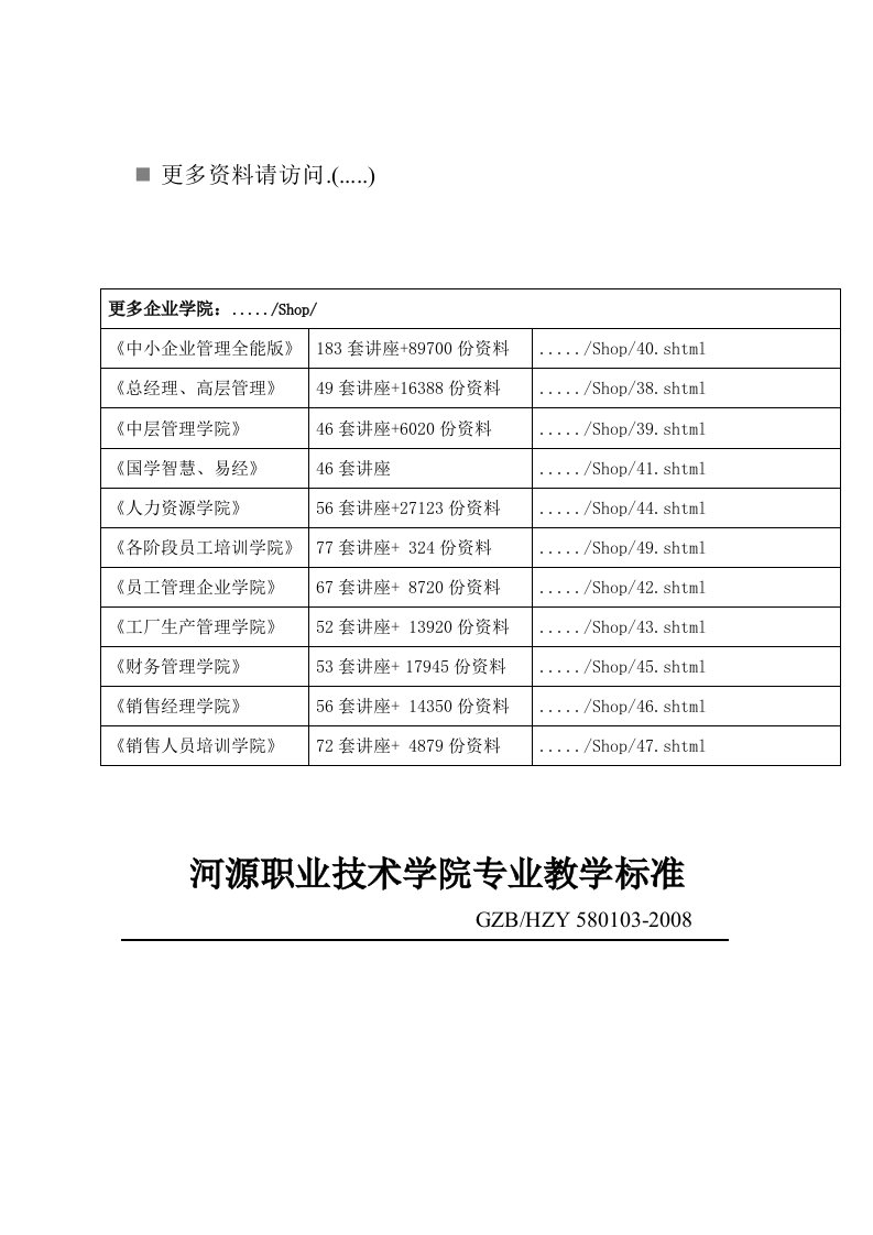 数控技术专业教学标准