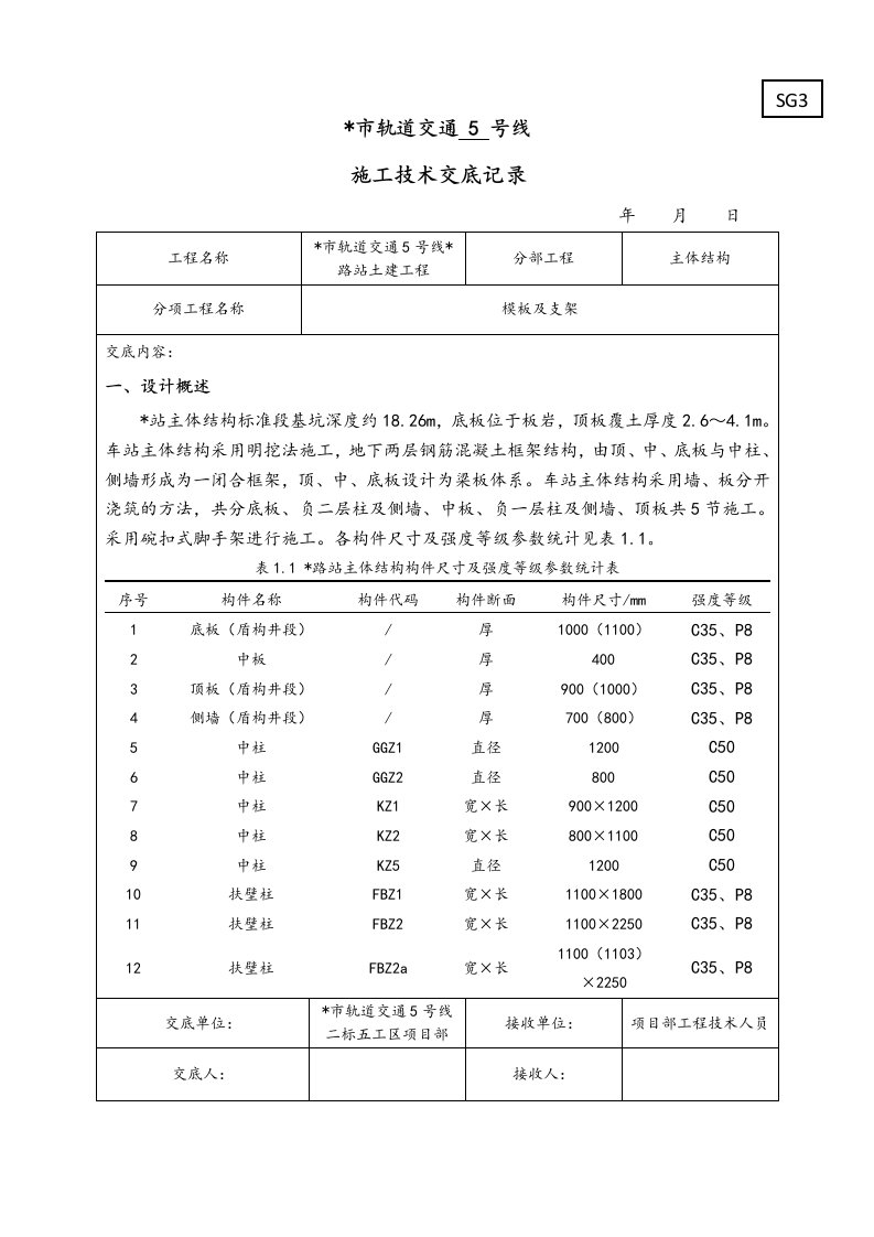 地铁车站模板与支架技术交底大全