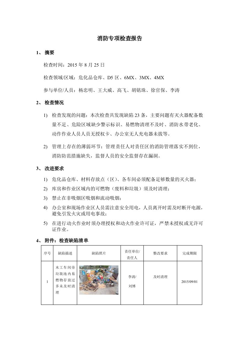 消防专项检查报告