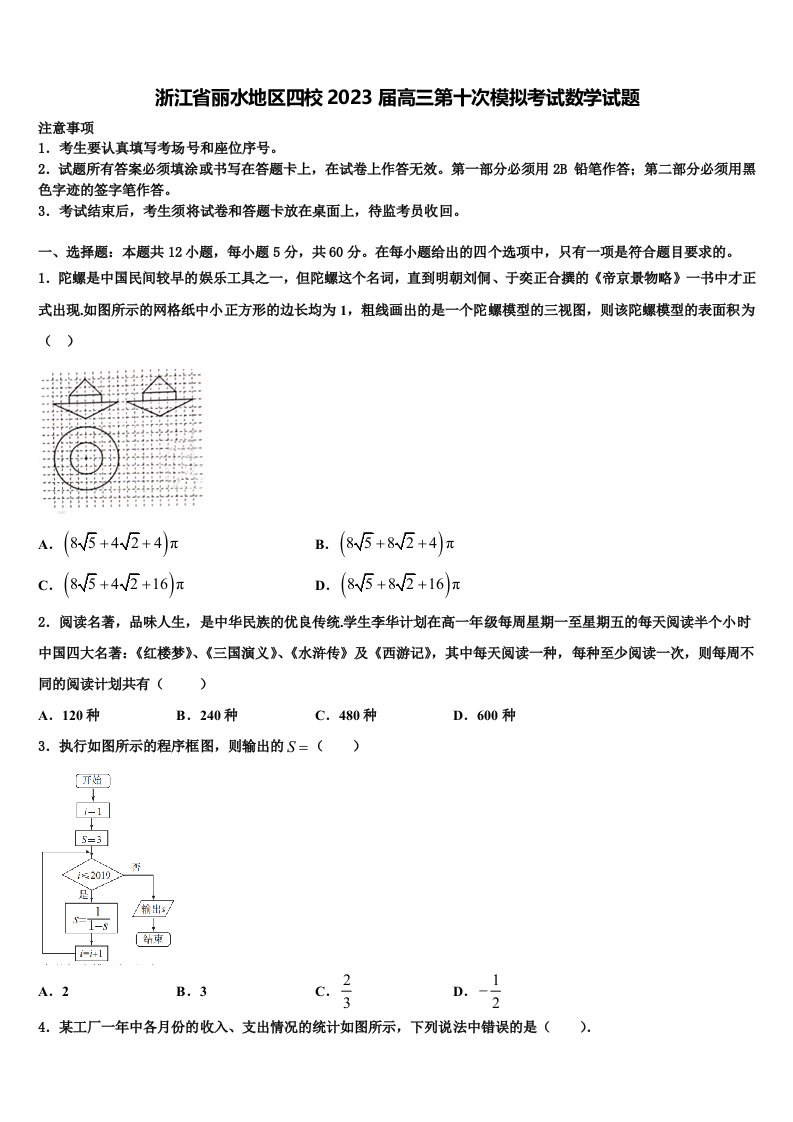 浙江省丽水地区四校2023届高三第十次模拟考试数学试题含解析