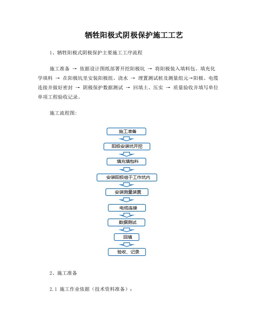 牺牲阳极式阴极保护施工工艺