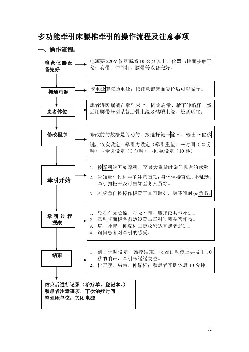 腰椎多功能牵引床的操作流程及注意事项