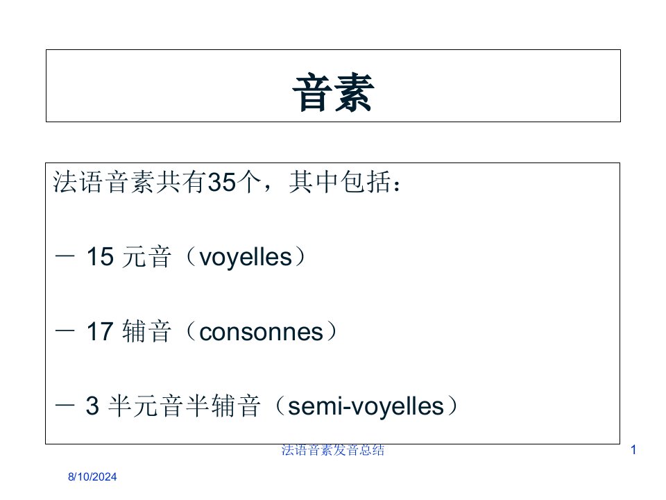 2021年度法语音素发音总结讲义