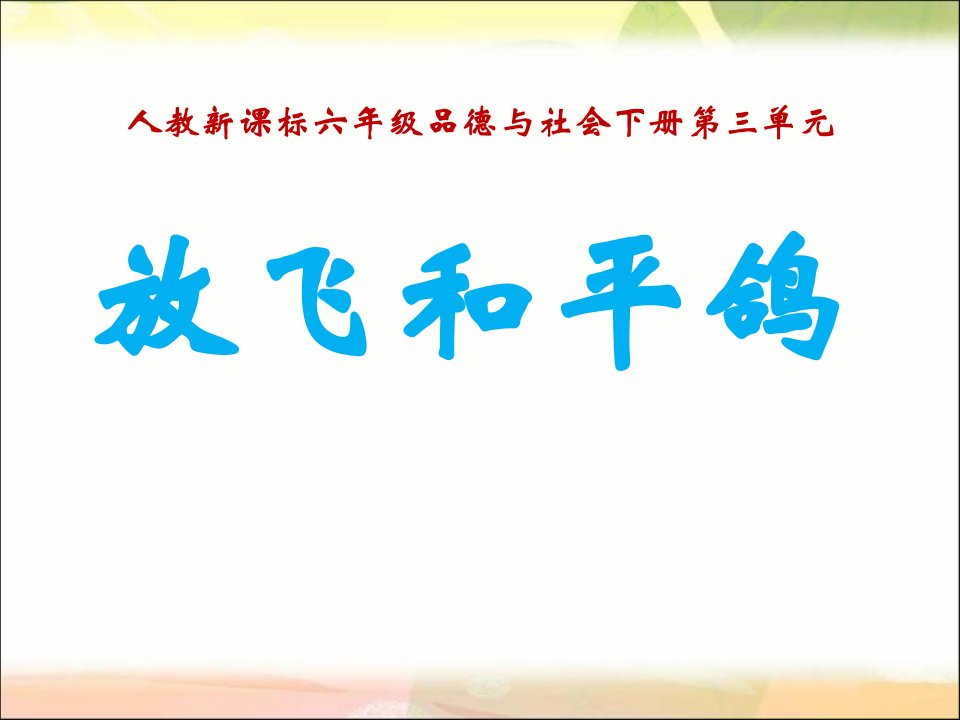 六年级品德和社会3.2放飞和平鸽（一）