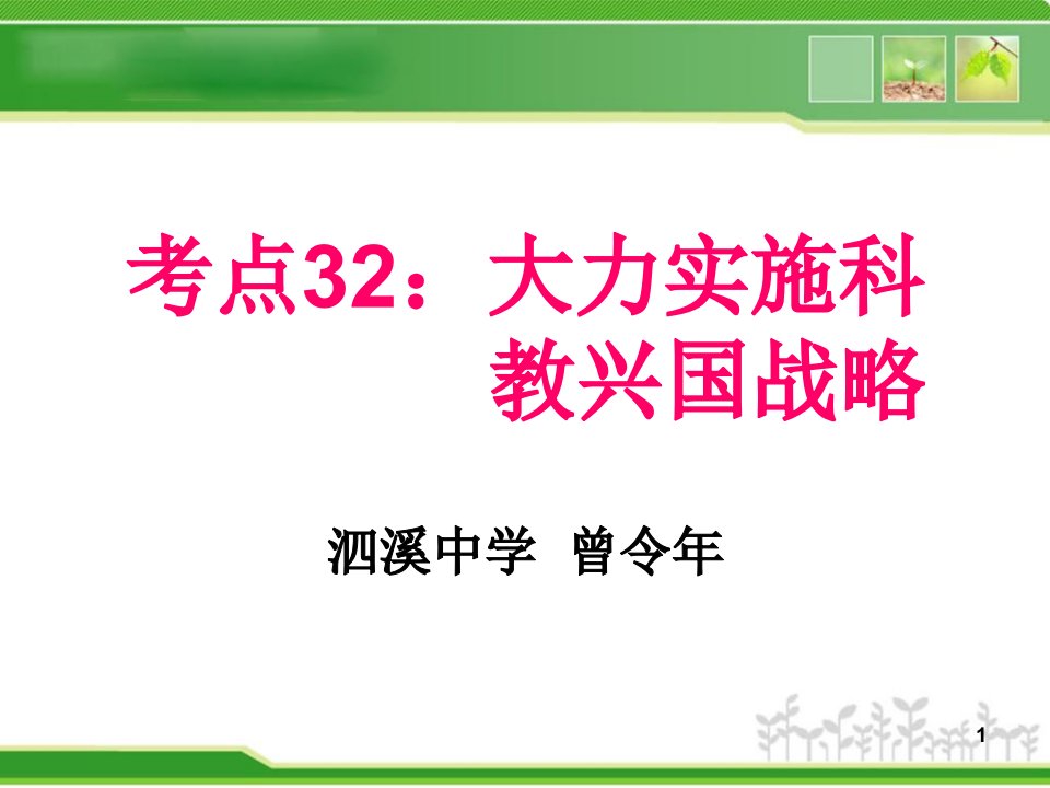 考点32大力实施科