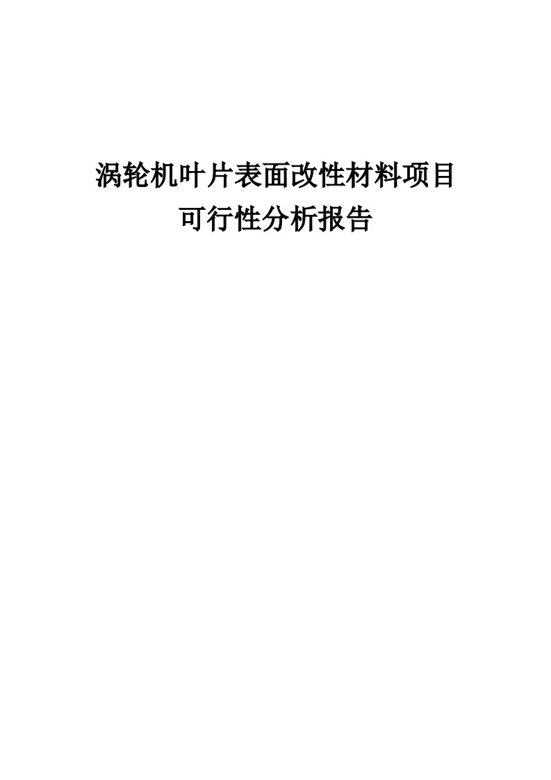 涡轮机叶片表面改性材料项目可行性分析报告