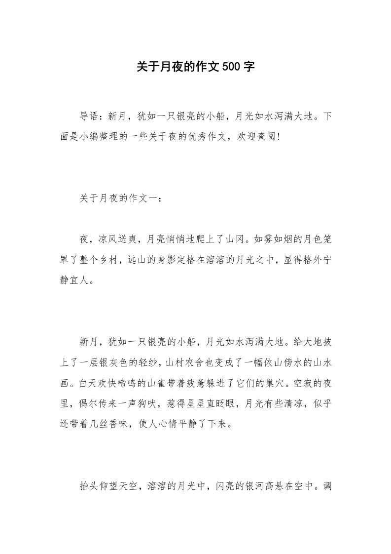 关于月夜的作文500字