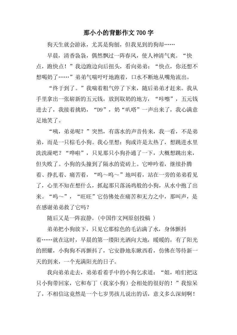 那小小的背影作文700字