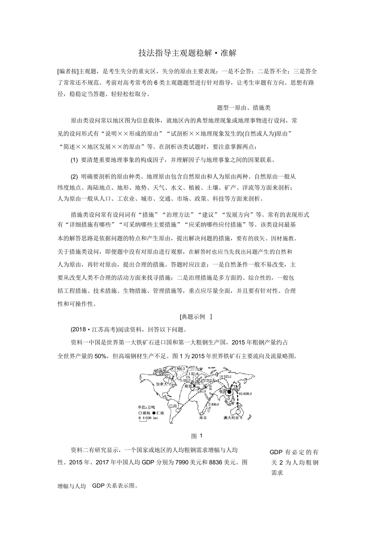 (江苏专用)2019版高考地理复习第二部分精研3个必考主观题技法指导主观题稳解准解讲义(含解析)