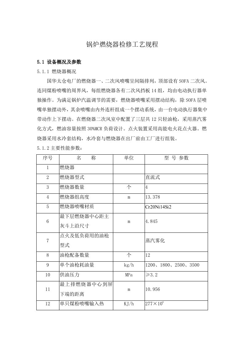 锅炉燃烧器检修工艺规程