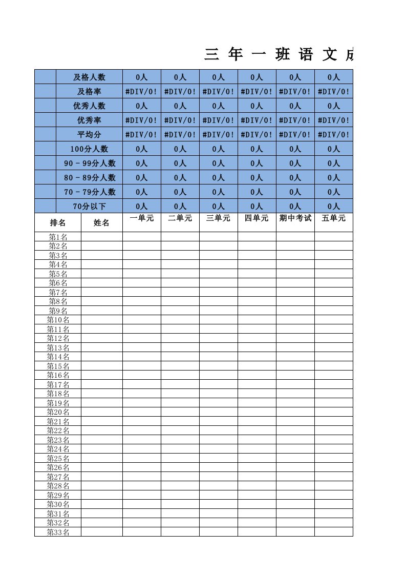 学生成绩统计表