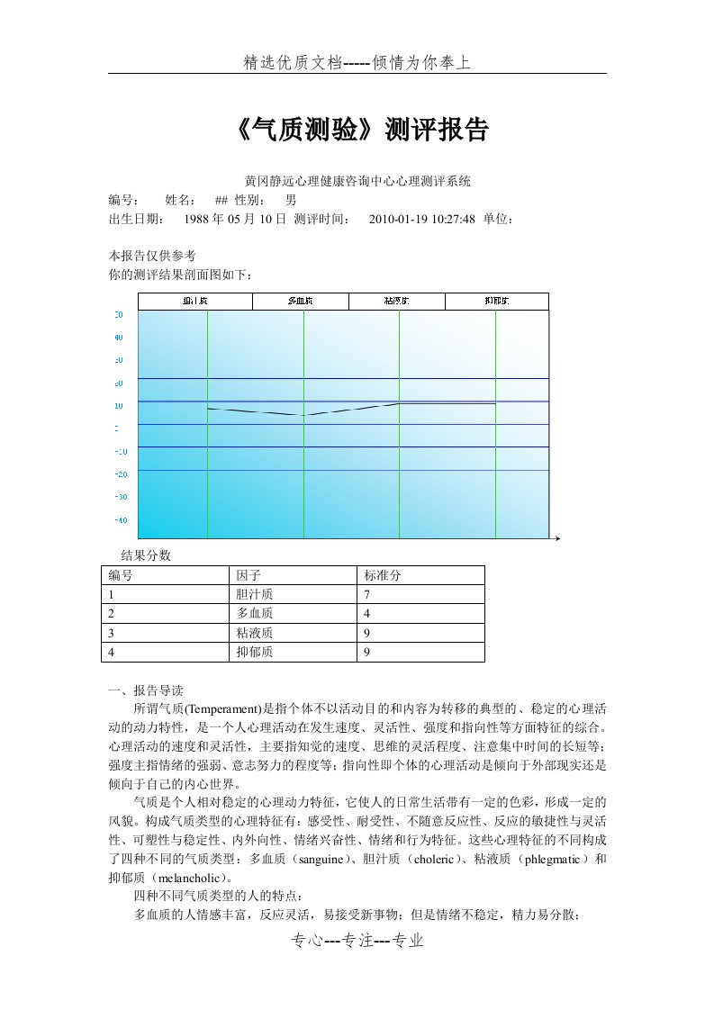 气质测评报告(共4页)