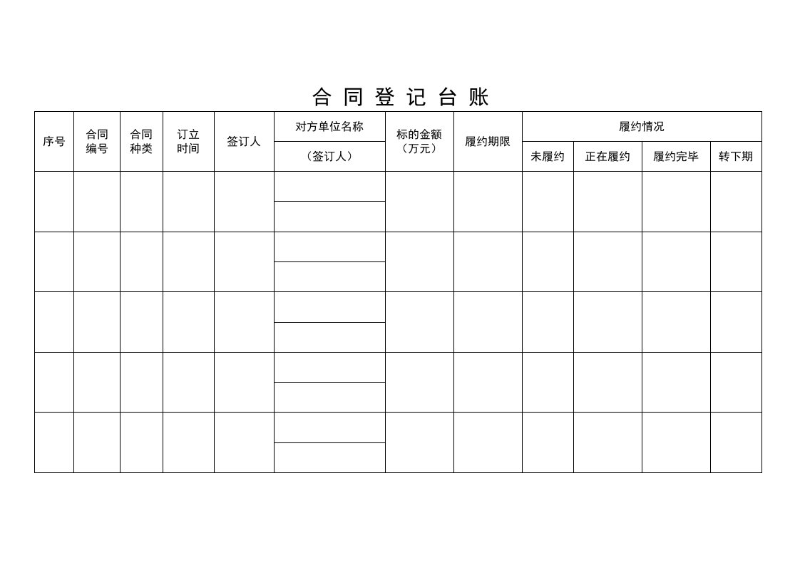 守合同重信用单位合同管理台账样本