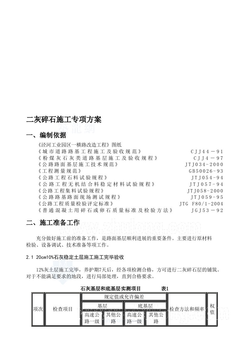 二灰碎石施工专项方案