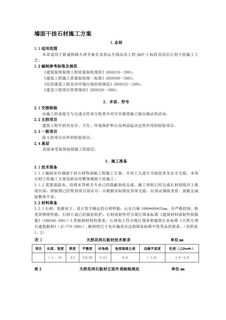 墙面干挂石材施工工艺