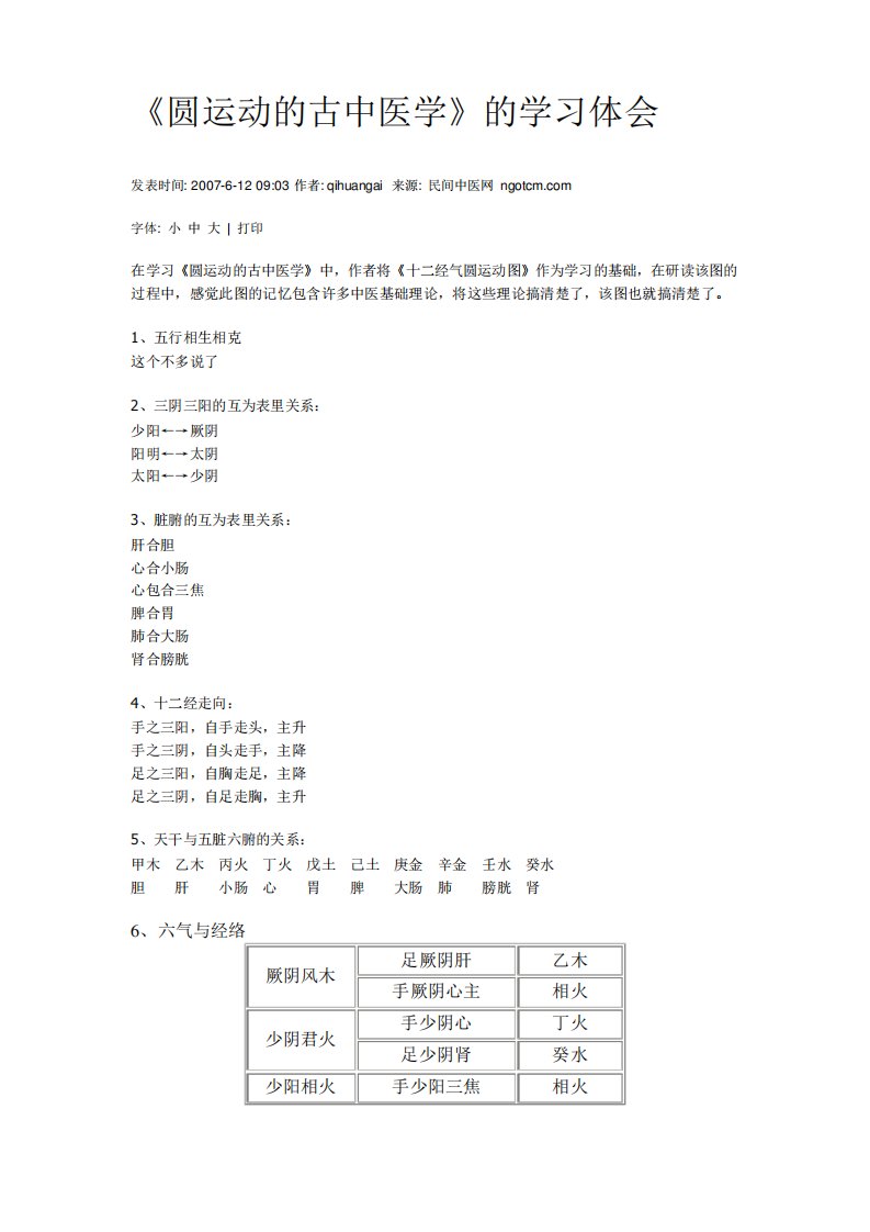 圆运动的古中医学