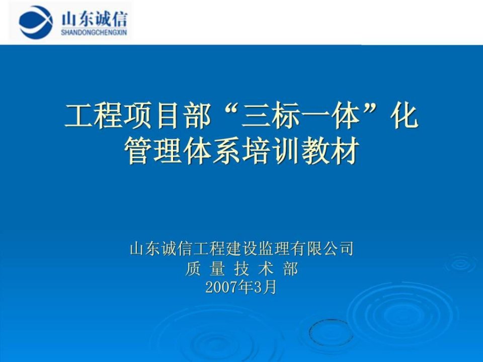 工程项目部一体化管理体系培训教材2007年