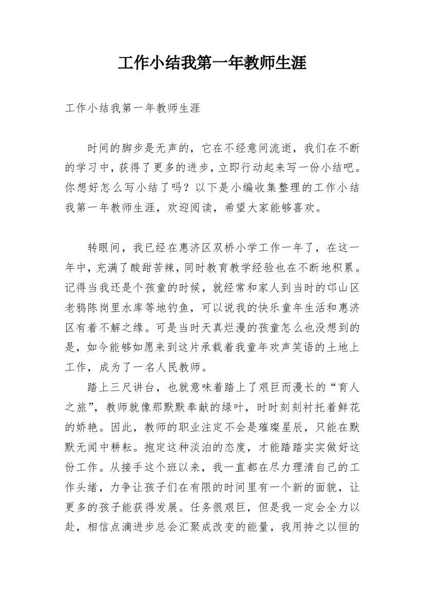 工作小结我第一年教师生涯