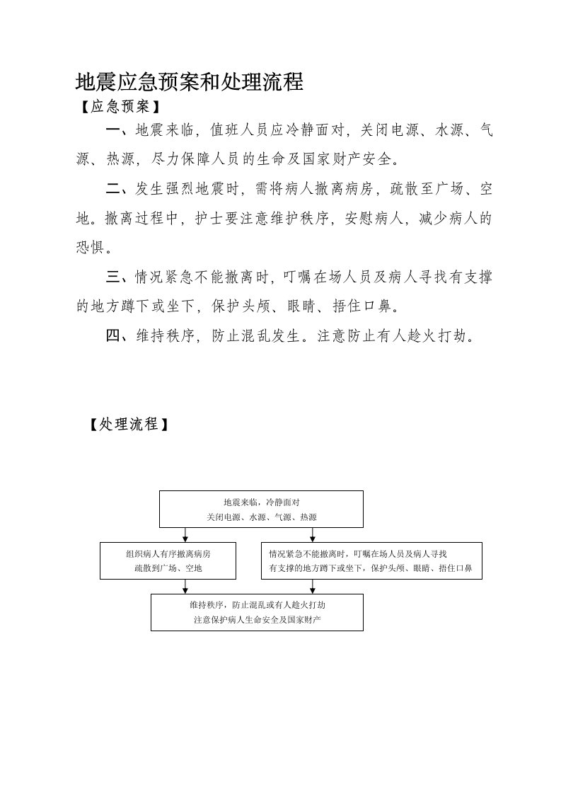 地震应急预案和处理流程