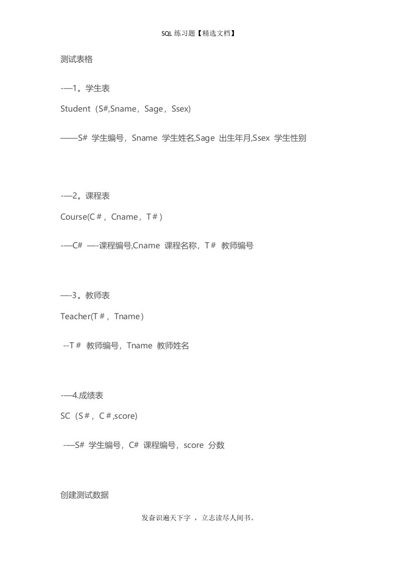 SQL练习题【精选文档】