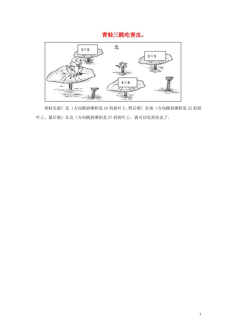 2022三年级数学下册第1单元位置与方向一第3课时简单的路线青蛙三跳吃害虫拓展资料新人教版