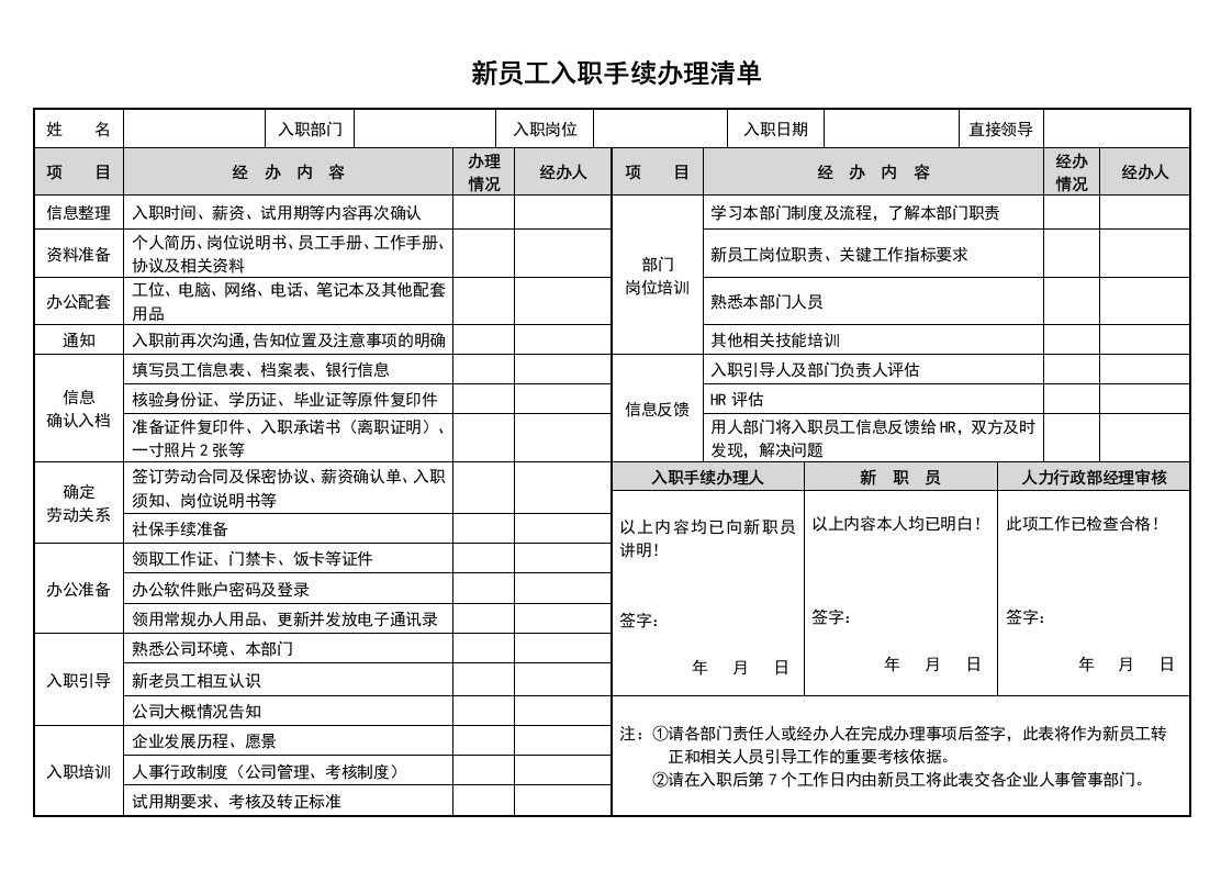 精品文档-01新员工入职手续办理清单