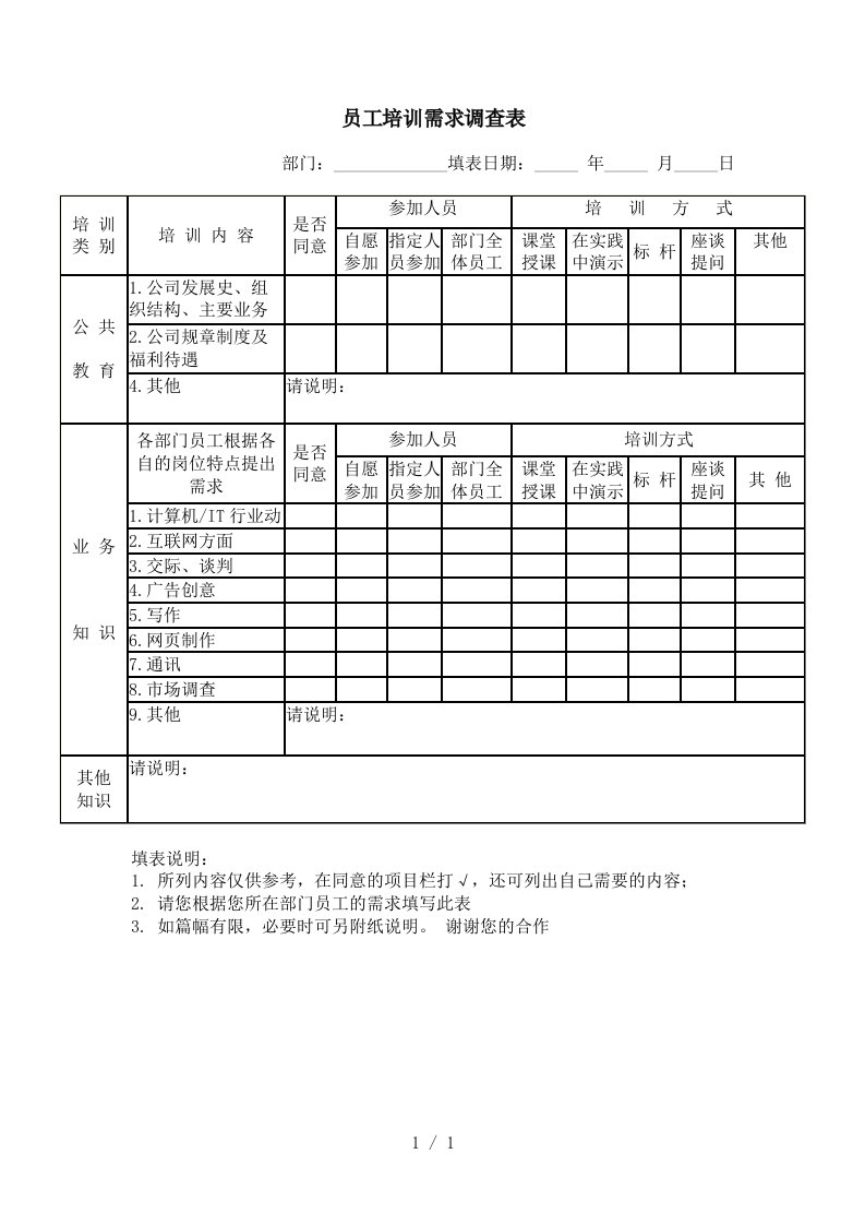 员工培训需求调查表[001]