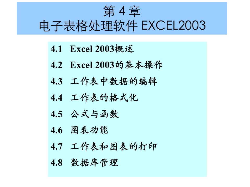 大学计算机基础-第4章电子表格处理软件EXCEL2003