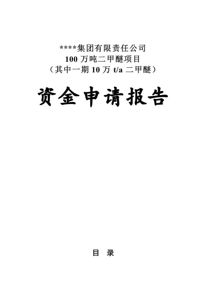 10万吨二甲醚项目资金申请报告