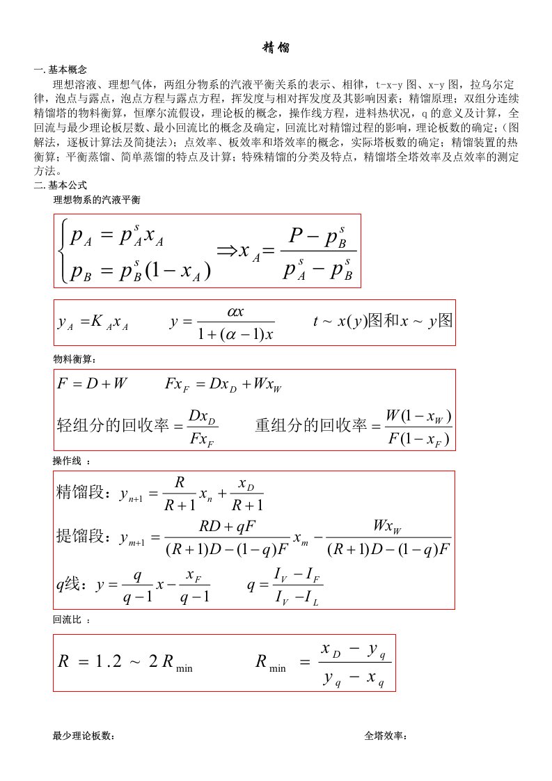 化工原理复习资料