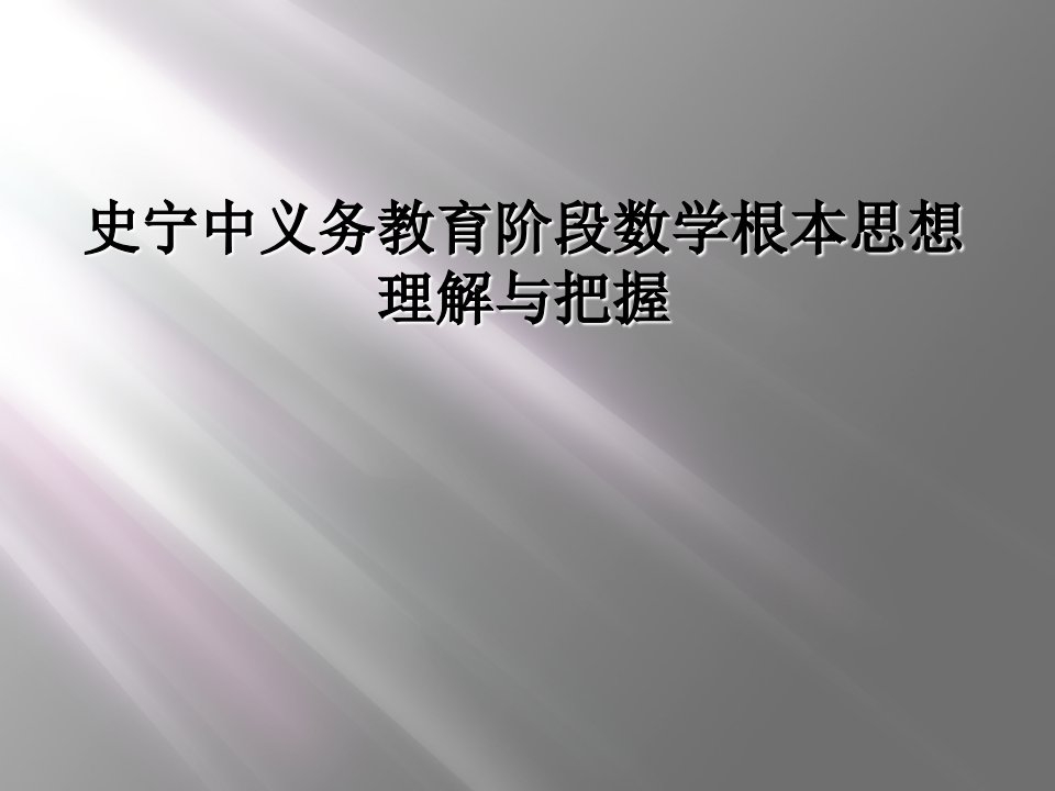 史宁中义务教育阶段数学基本思想理解与把握