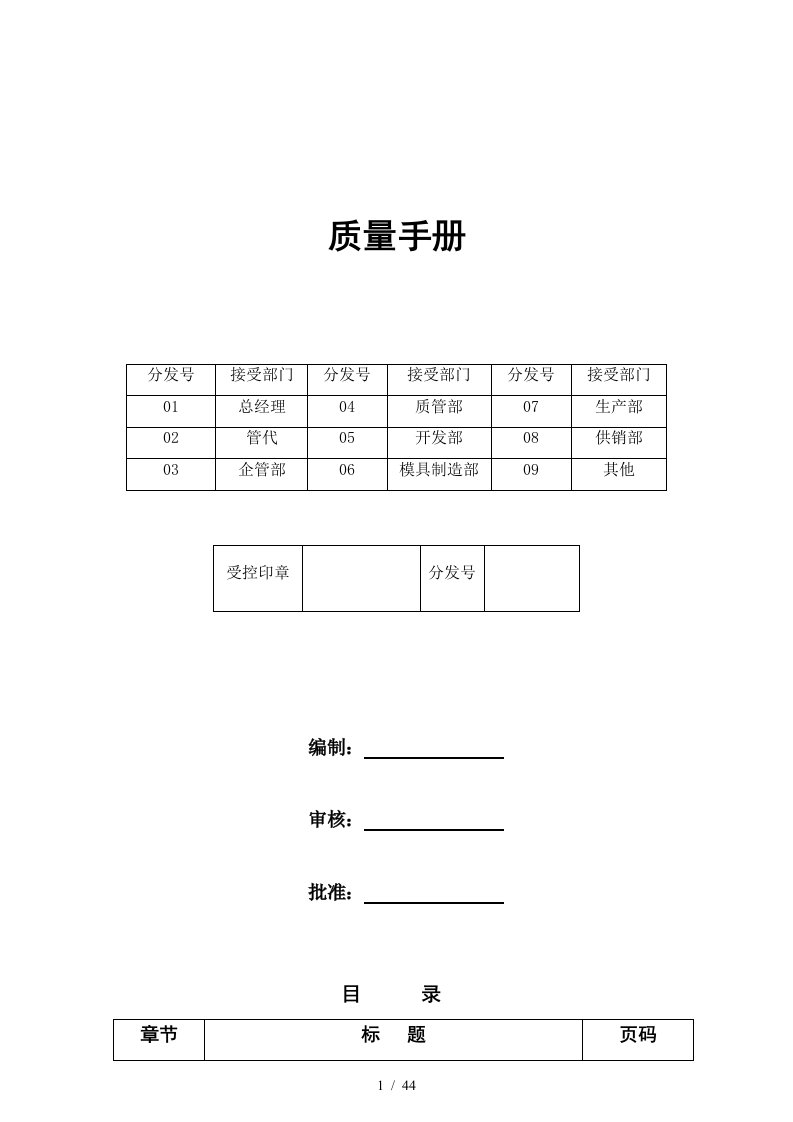 QM-001质量手册