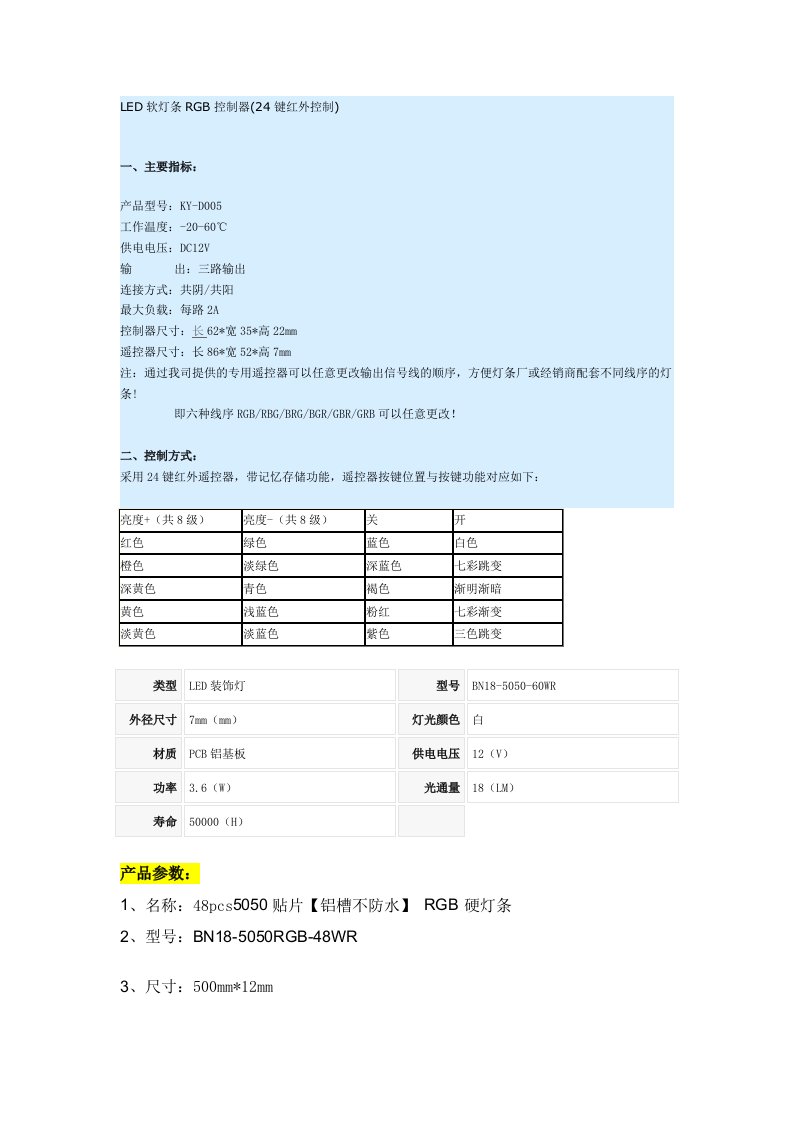 LED软灯条RGB控制器