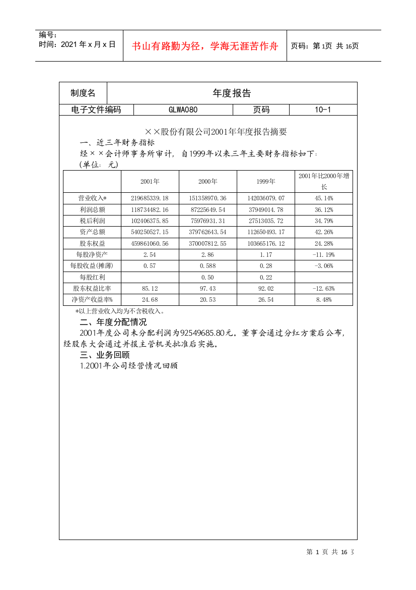 年度报告