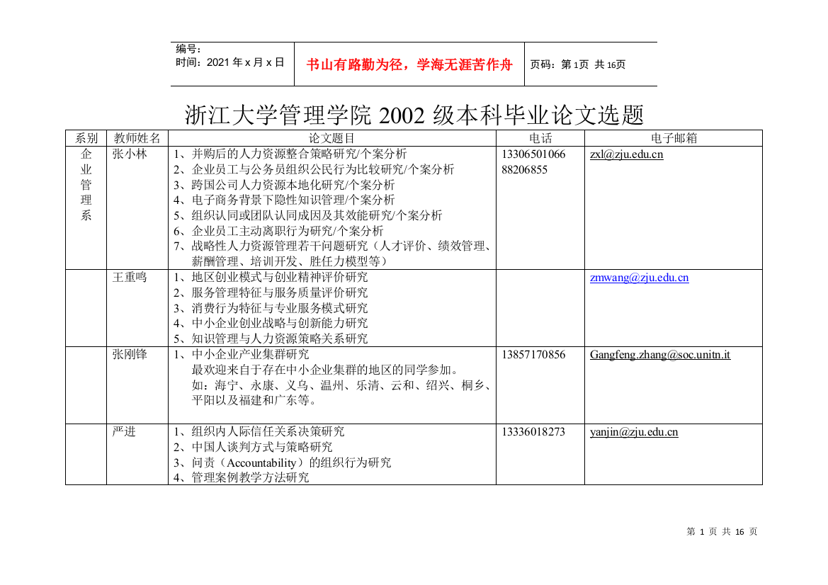 02级本科毕业论文选题题目1doc-浙江大学管理学院20