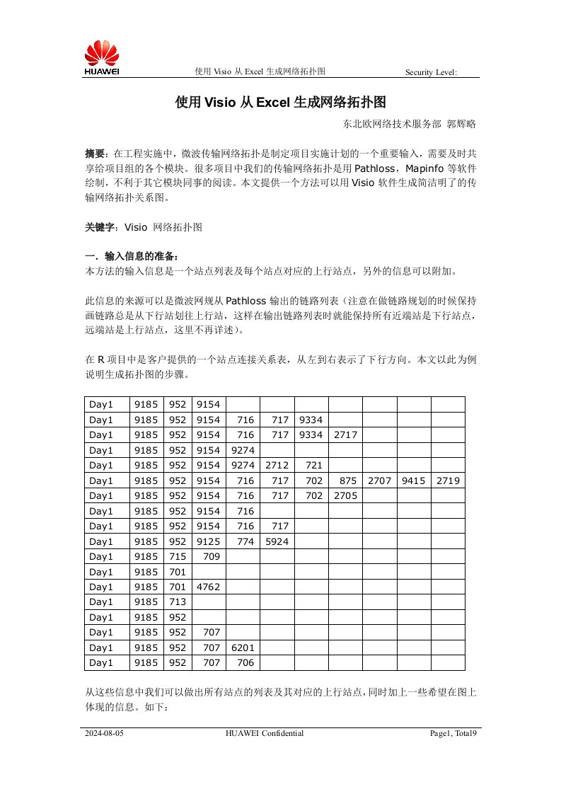 使用Visio从Excel生成网络拓扑图