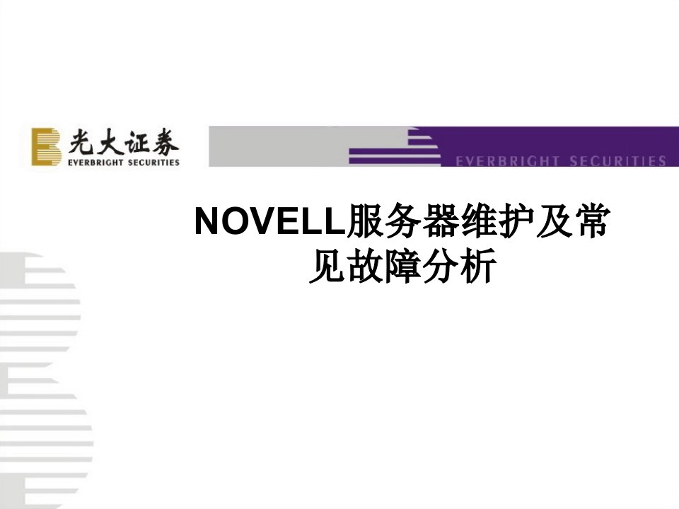 NOVELL服务器维护及常见故障分析