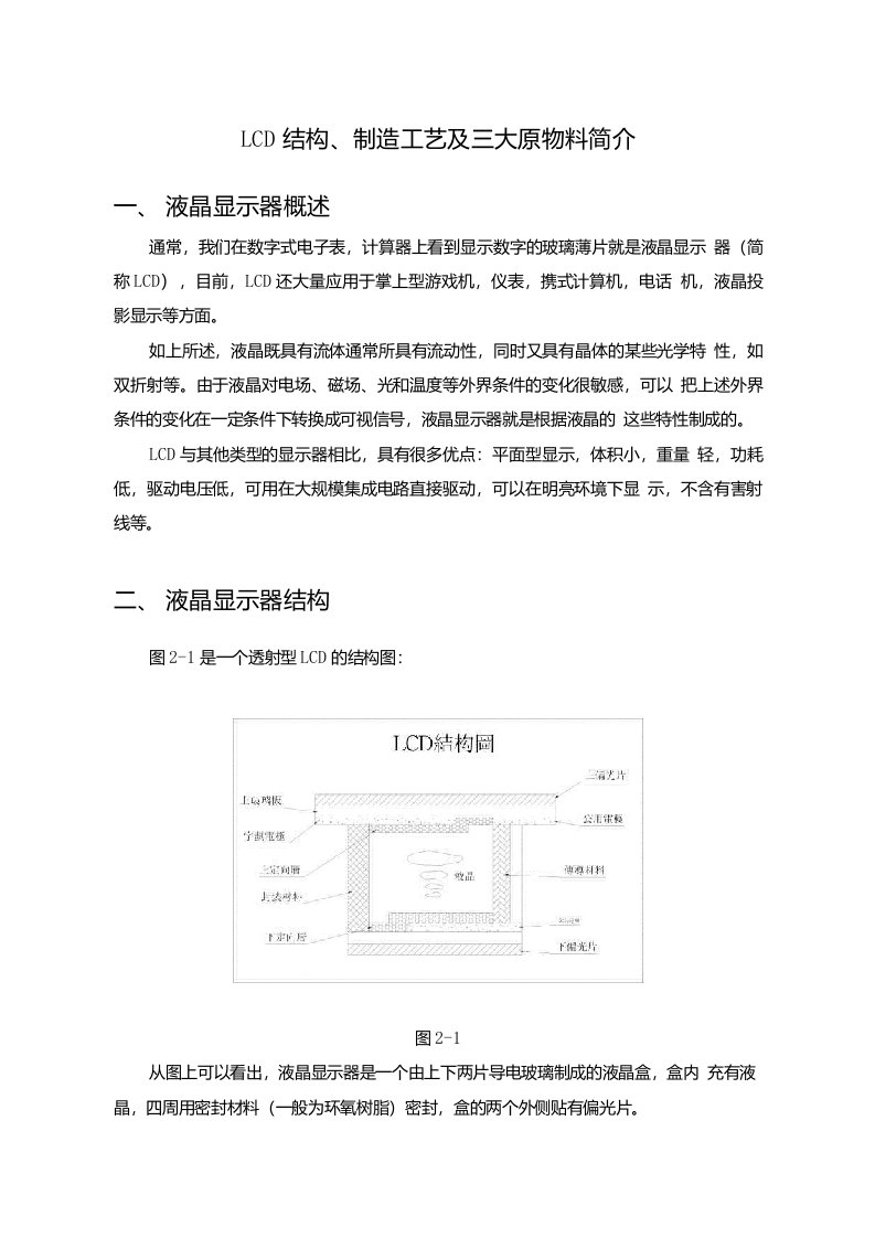 液晶显示器LCD结构、制造工艺及三大原物料简介