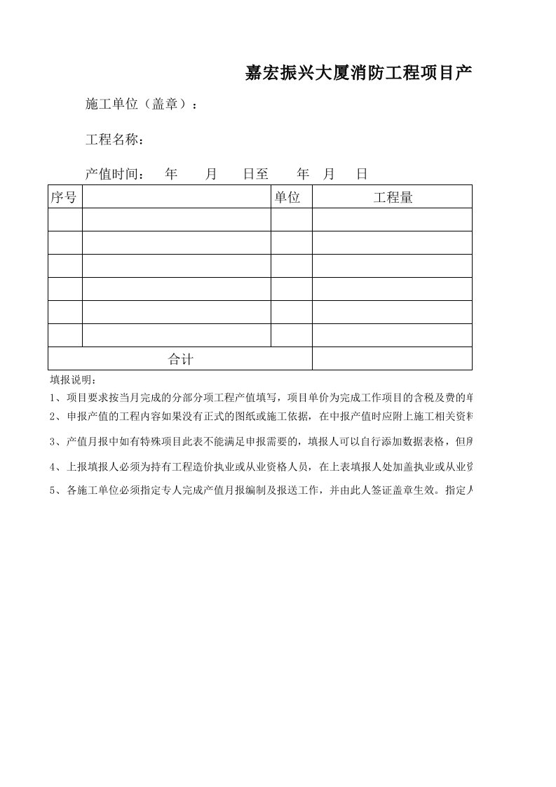 产值报表格式