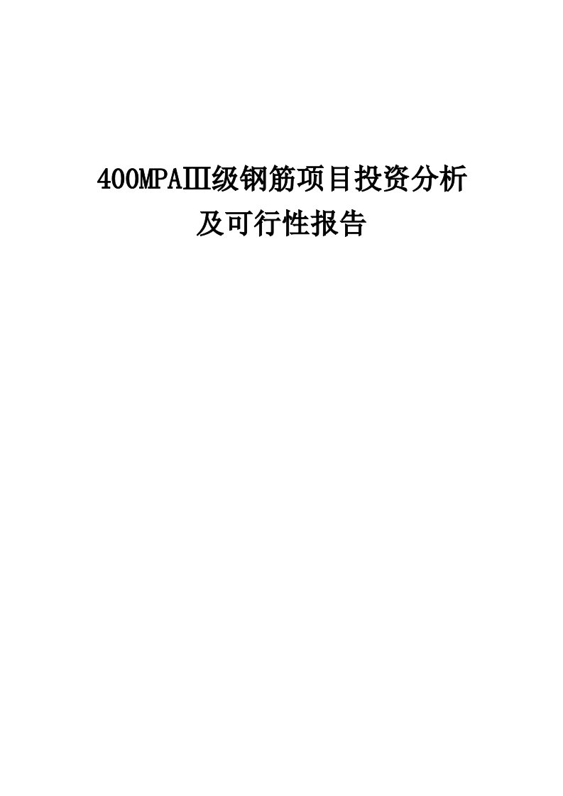 2024年400MPAⅢ级钢筋项目投资分析及可行性报告