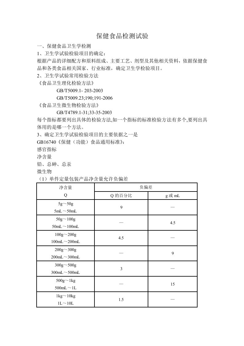 保健食品检测试验