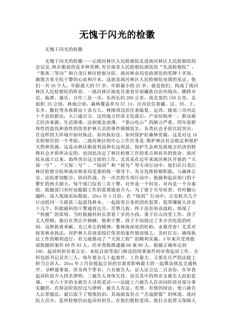 无愧于闪光的检徽